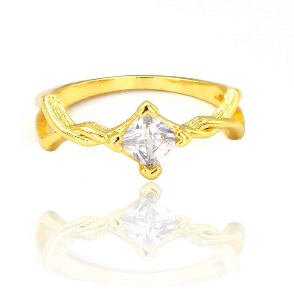 Anel Trançado Cravejado com Pedra de Zircônia (Banho Ouro 24k) - Imagem 2