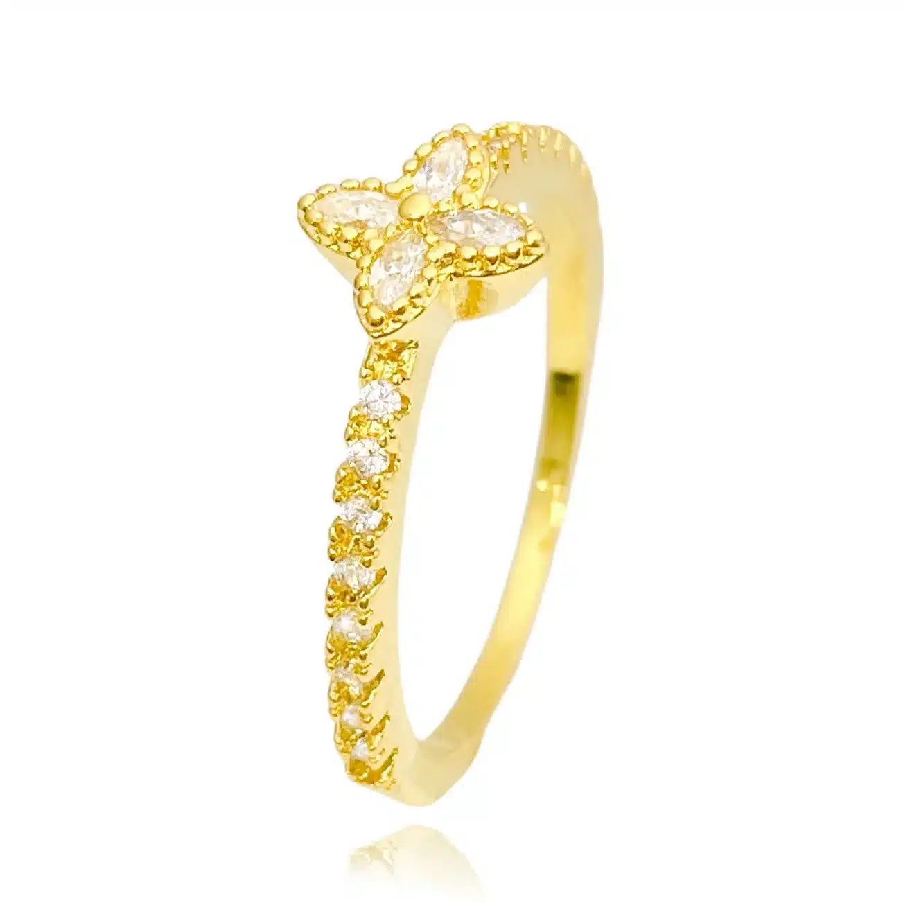 Anel Trevo Lv Cravejado em Zircônia (Banho Ouro 24k) - Imagem 5
