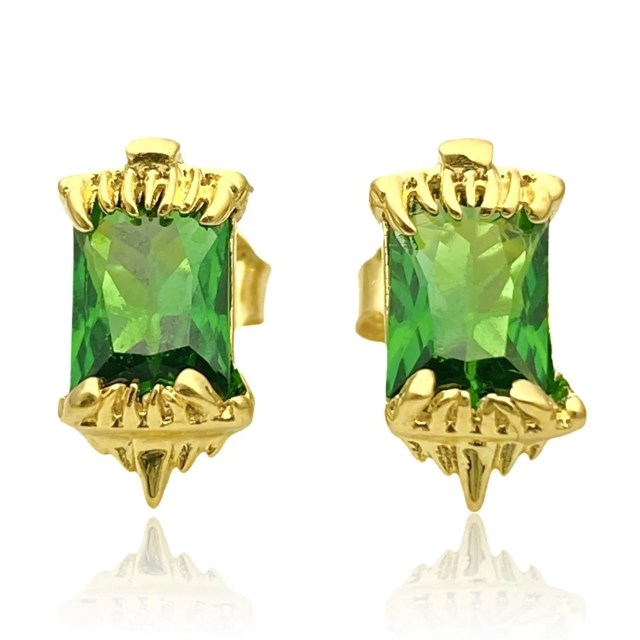 Brinco Presa de Tigre em Zircônia Verde (6mmX11mm) (Banho Ouro 24k) - Imagem 3