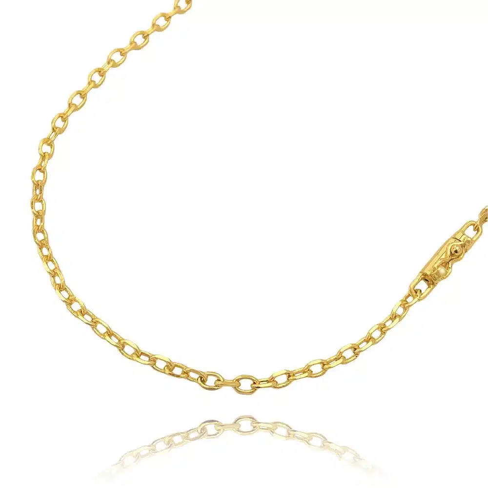 Corrente Carrier Cadeado Aberta 3mm 60cm (10,5g) (Fecho Canhão) (Banho Ouro 24k) - Imagem 3