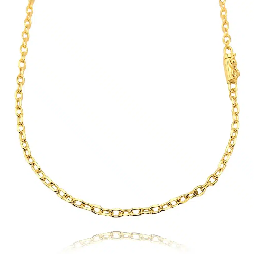 Corrente Carrier Cadeado Aberta 3mm 60cm (10,5g) (Fecho Canhão) (Banho Ouro 24k) - Imagem 2