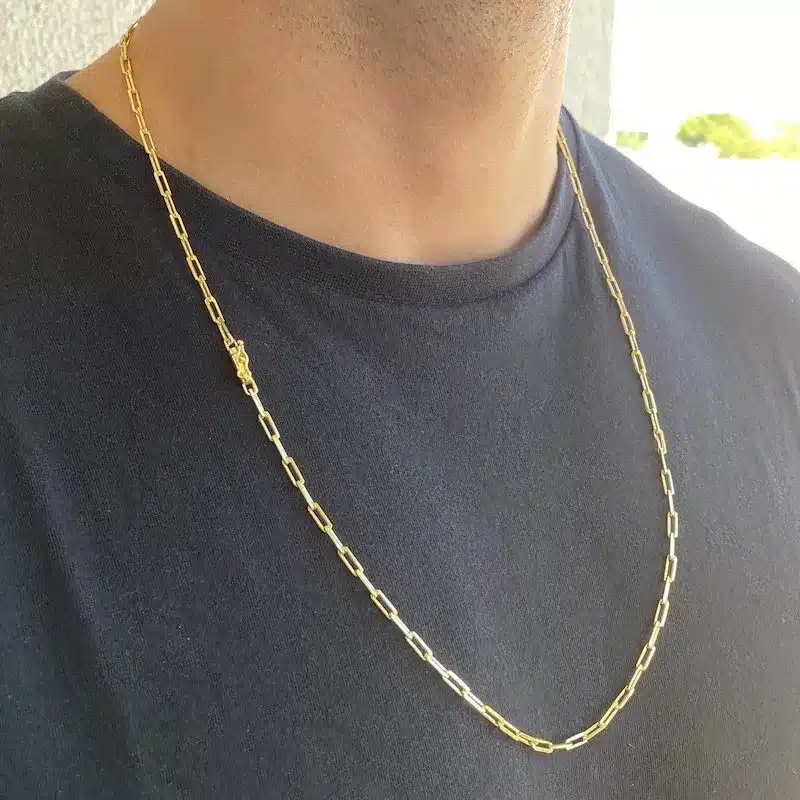 Corrente Carrier Longa 3mm 60cm (11,2g) (Fecho Canhão) (Banho Ouro 24K) - Imagem 3