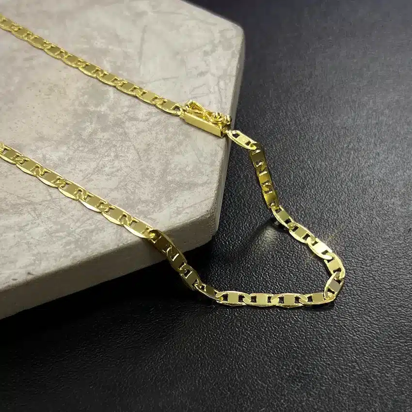 Corrente Piastrine 3,6mm 60cm (Fecho Gaveta) (10,2g) (Banho Ouro 24k) - Imagem 1