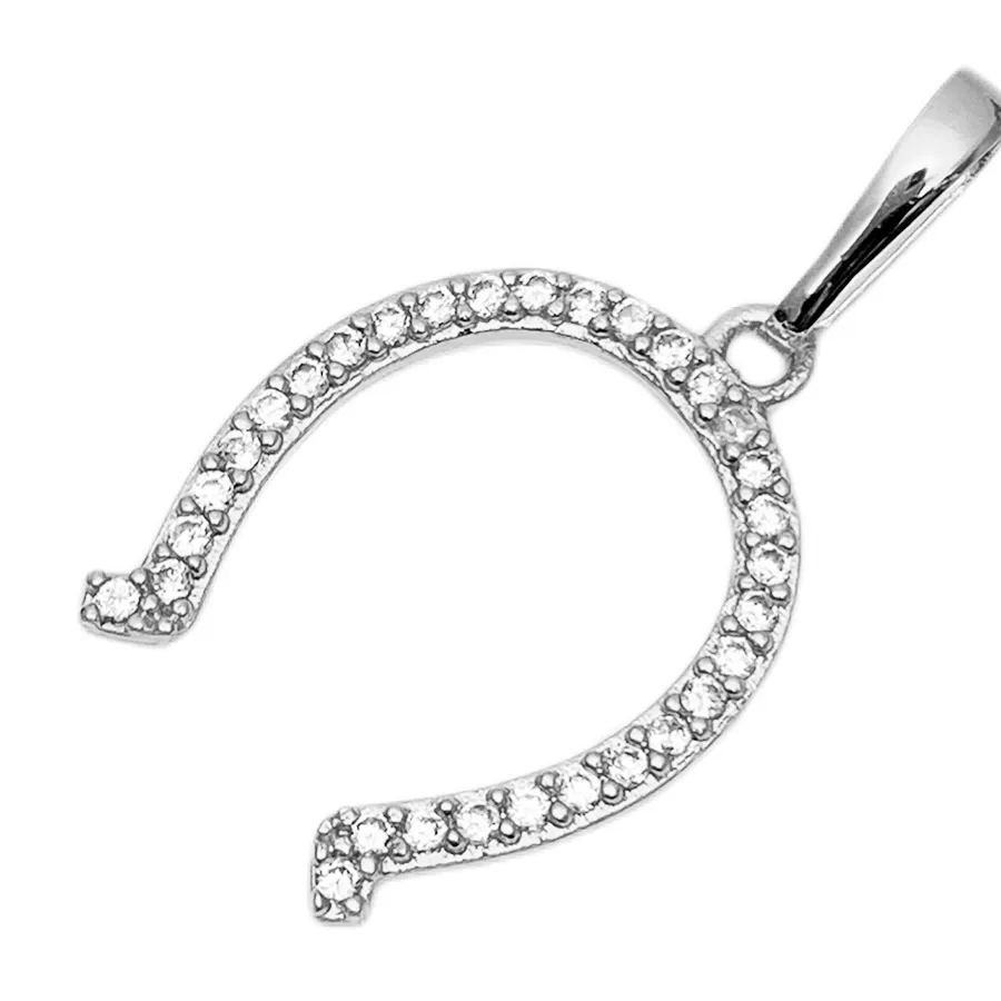 Pingente Ferradura Cravejada (Luck) (2,7cmX2,1cm) (Banho Prata 925) - Imagem 2