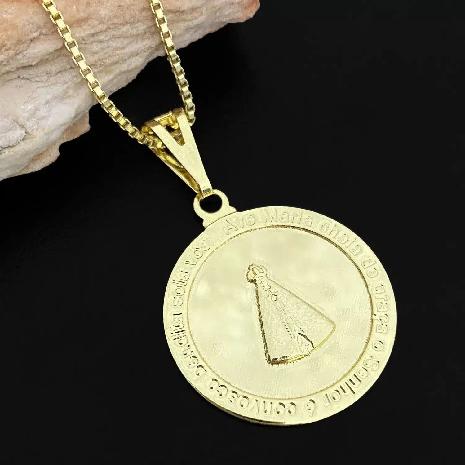 Pingente Medalha Nossa Senhora Circular (Banho Ouro 24k) - Imagem 1