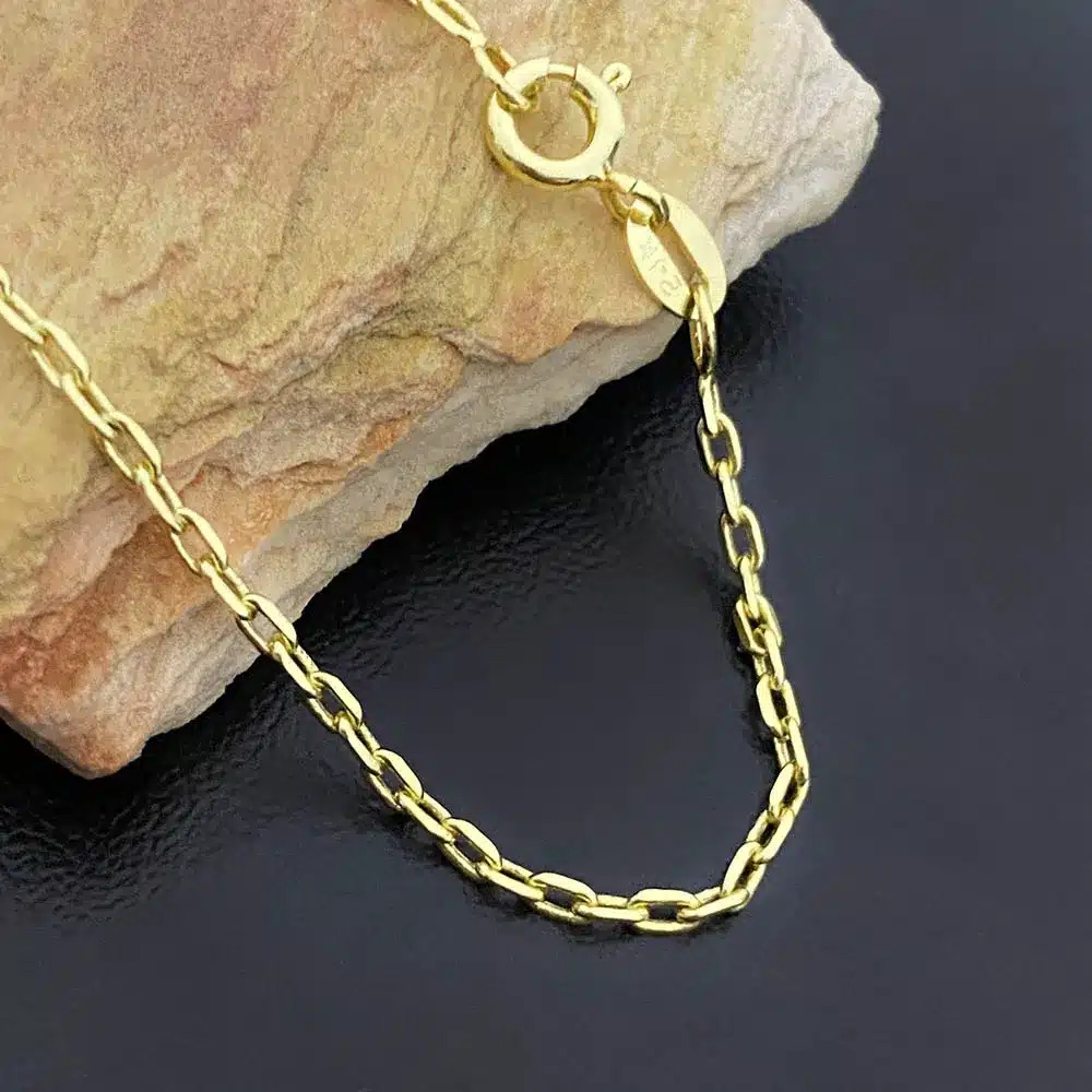 Pulseira Carrier Cadeado 2mm (Fecho Tradicional) (TAG 18K) (Banho Ouro 18k) - Imagem 1