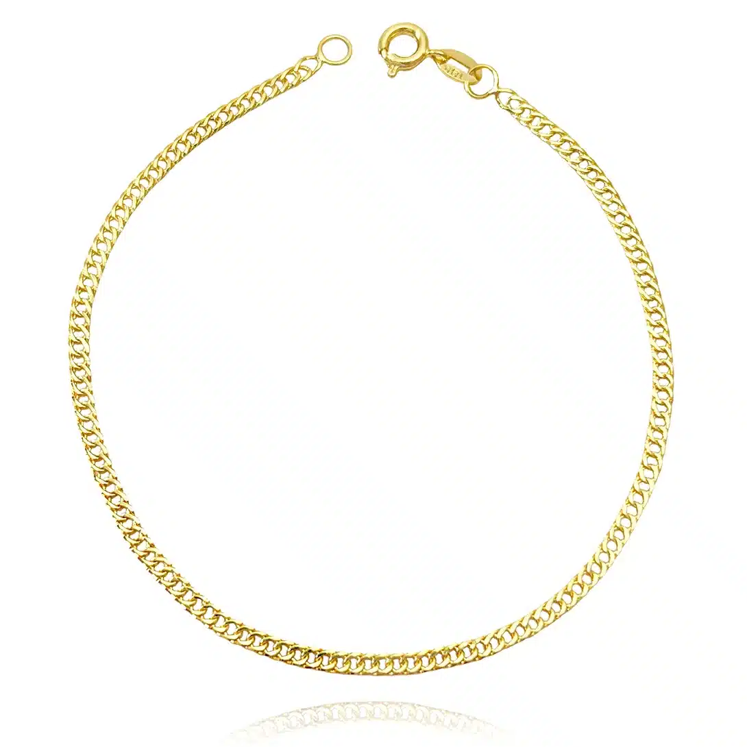Pulseira Grumet Dupla 2,5mm (Fecho Tradicional) (TAG 18K) (Banho Ouro 18k)(19cm) - Imagem 2