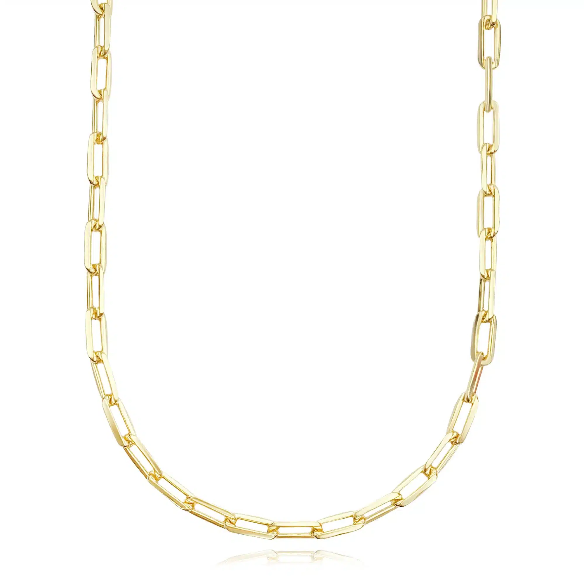 Corrente Carrier Longa 4mm (Fecho Gaveta Duplo) (Banho Ouro) - Imagem 1