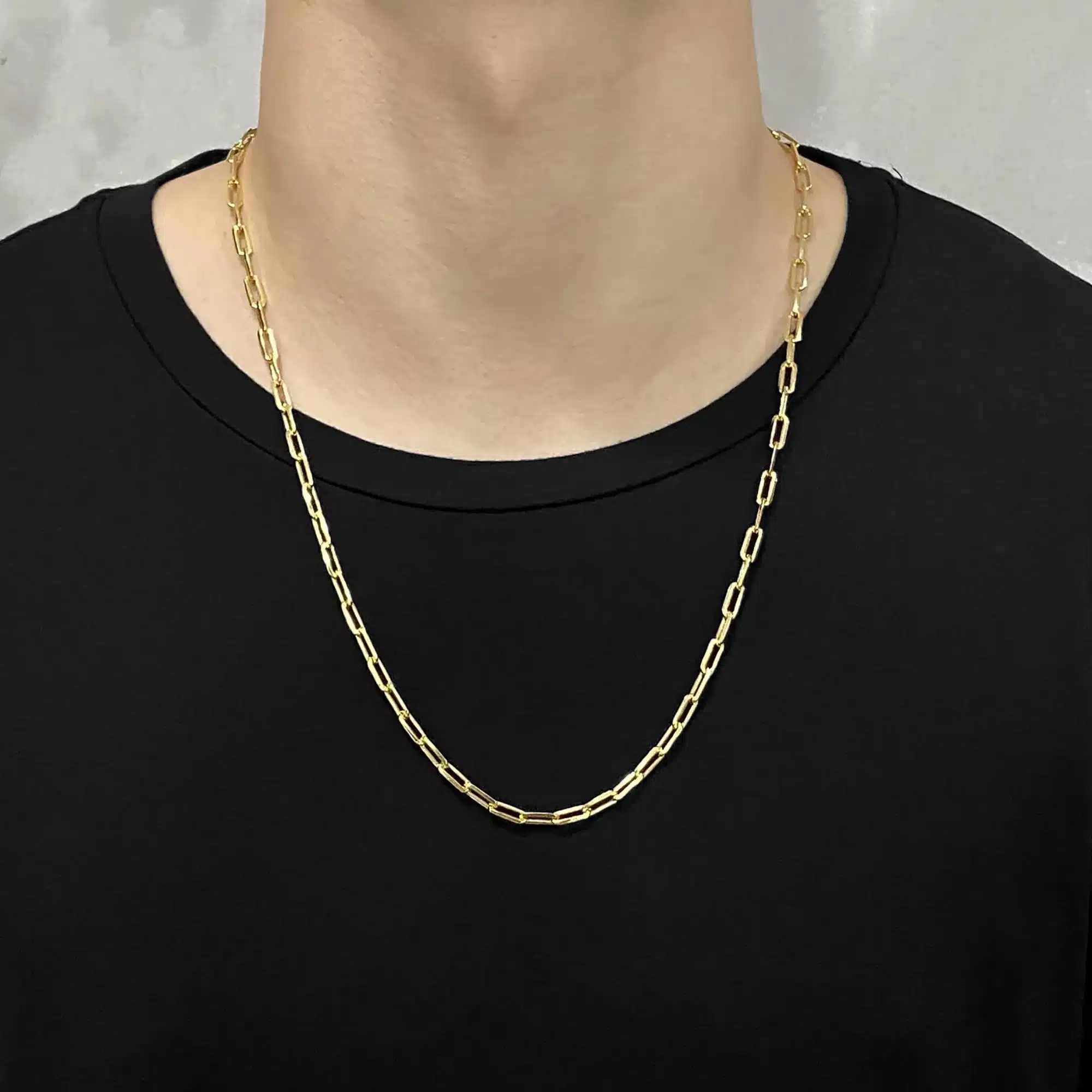 Corrente Carrier Longa 4mm (Fecho Gaveta Duplo) (Banho Ouro) - Imagem 2